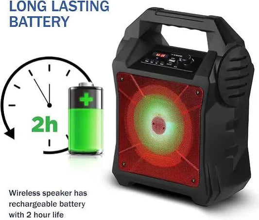 Portable Party LED Bluetooth Speaker with Handle - Big Bass FM Radio