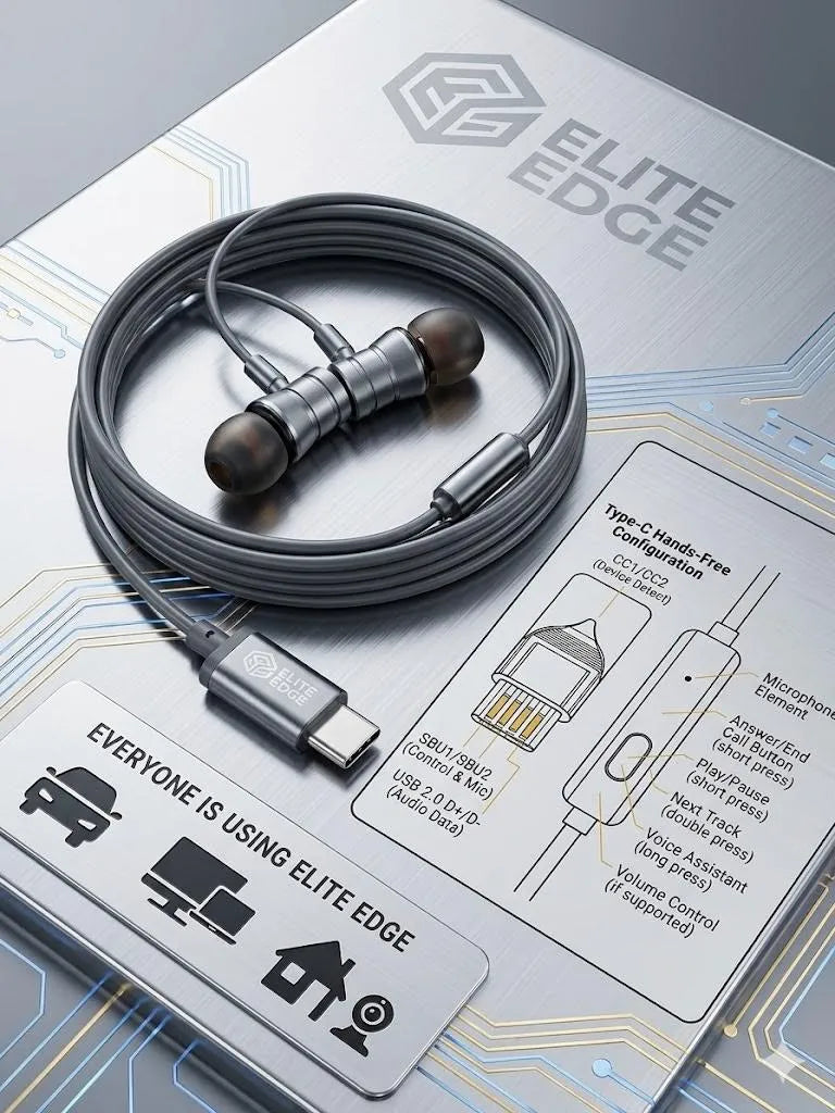 Elite Edge Pro-Series Wireless Neckband Bluetooth Earphones - USB-C with Smart Switch