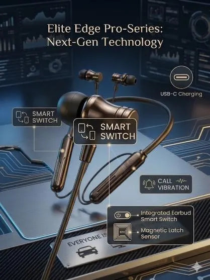 Elite Edge Pro-Series Wireless Neckband Bluetooth Earphones - USB-C with Smart Switch