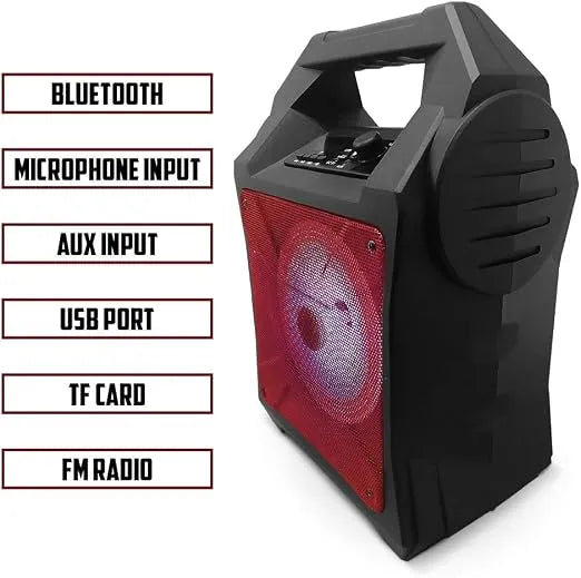 Portable Party LED Bluetooth Speaker with Handle - Big Bass FM Radio