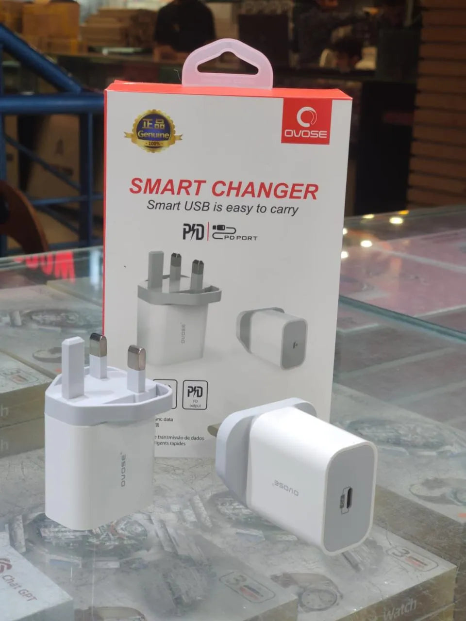 20W PD Fast Charger Adapter - USB-C + USB-A Dual Port with UK/EU Plug