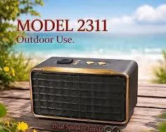 Vintage Wooden Bluetooth Speaker Model 2311 - Retro Home Audio with Dual Speakers