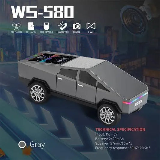 WSTER WS-580 Cybertruck LED Bluetooth Speaker - Portable Wireless RGB Truck Design